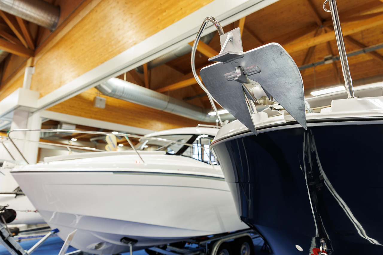 Close up of a boat in boat storage