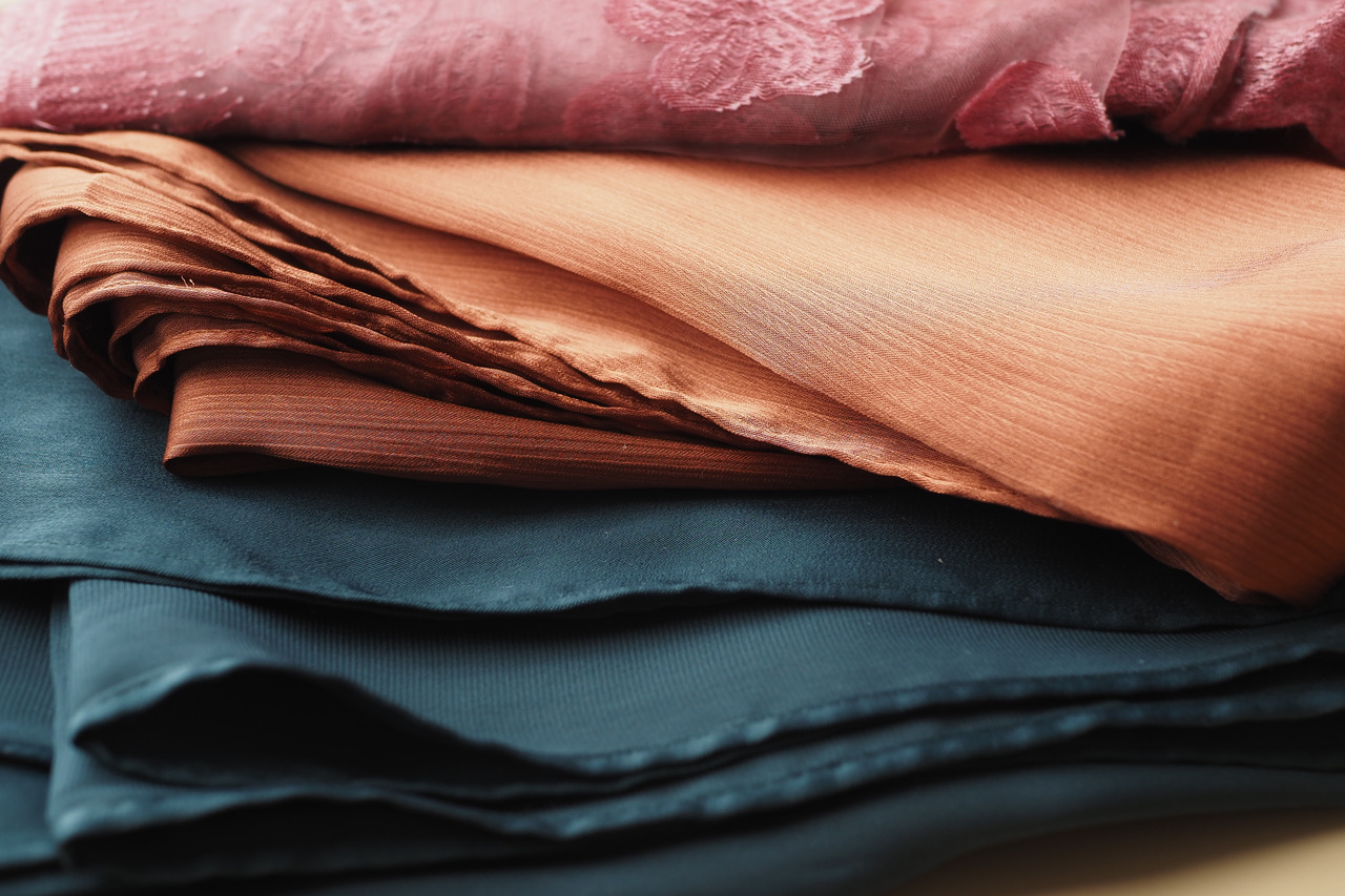 Pile of elegant fabrics